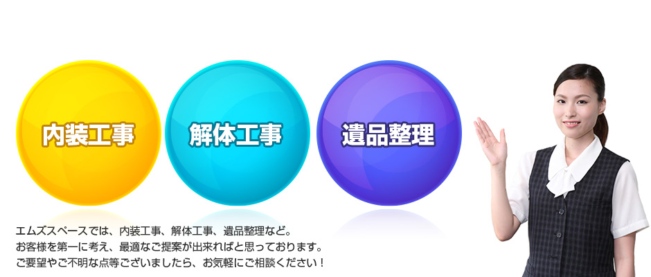 内装工事,解体工事,遺品整理